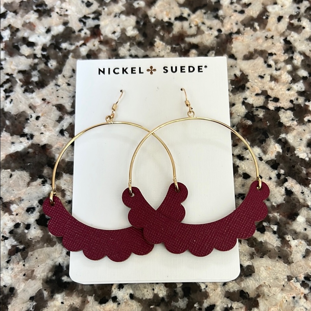 Nickel & Suede cranberry haven hoop earrings nwt